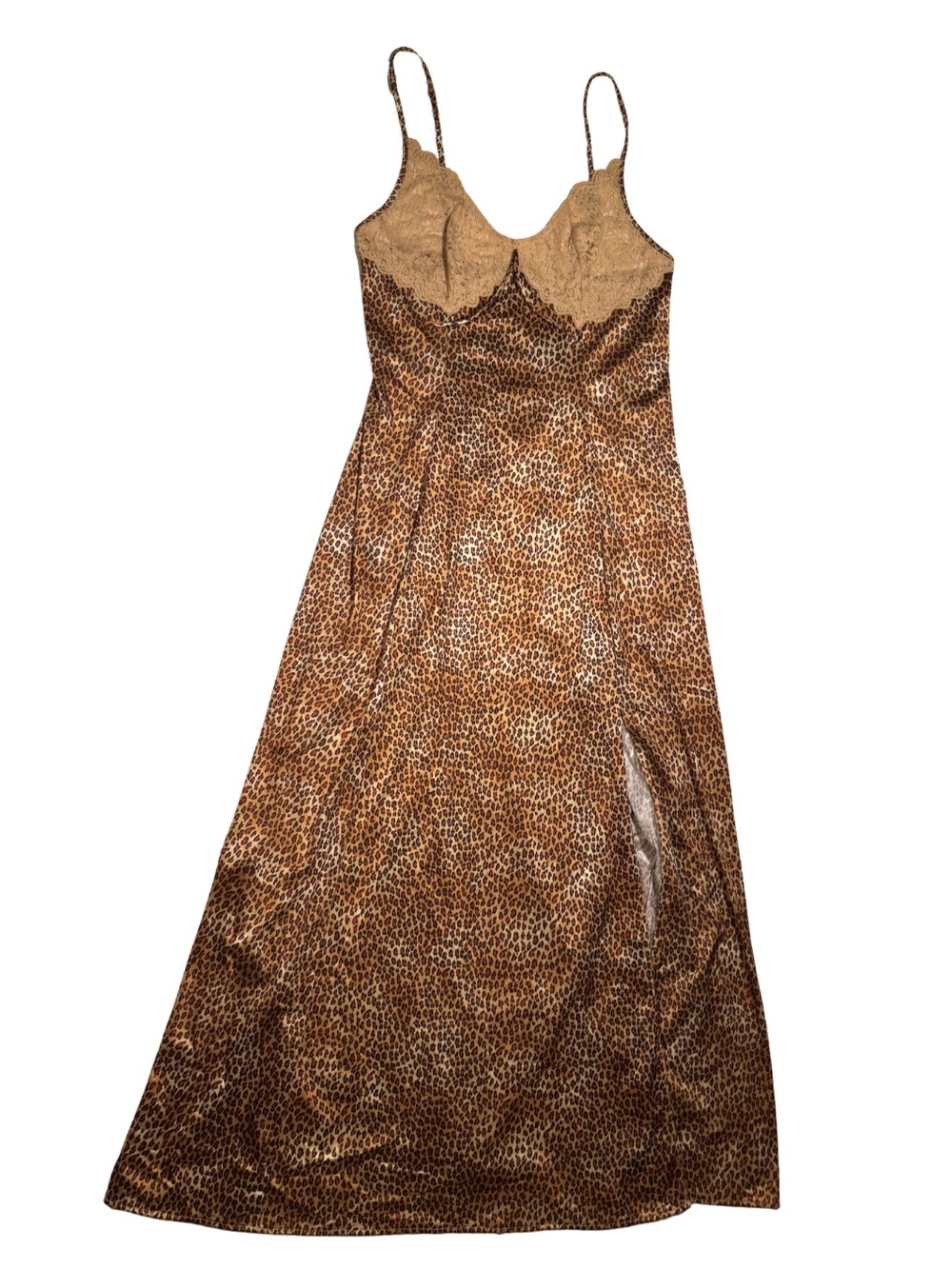 Vanity Fair Leopard-Print Maxi Slip Dress - Brown/Tan